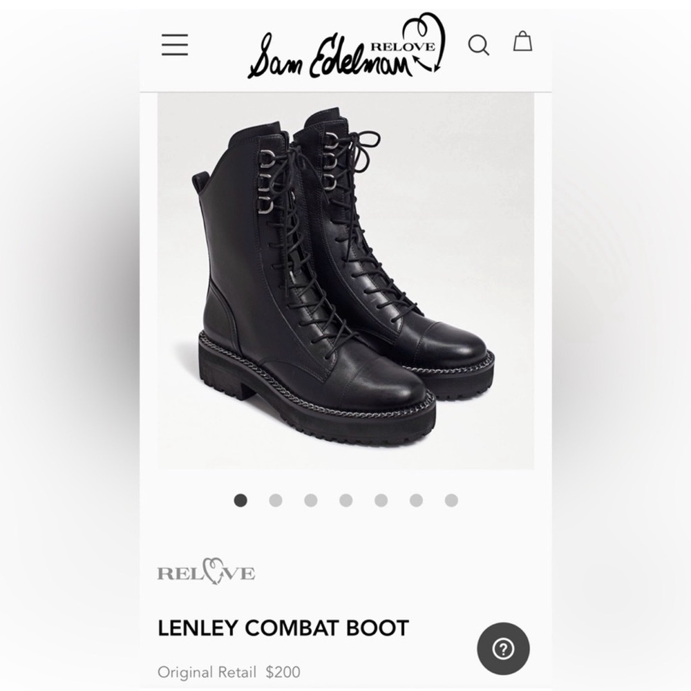 Sam Edelman Black Leather Lace-Up Combat Boots - NWT - size 8.5